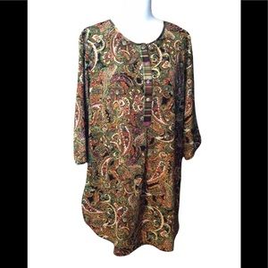 Fig And Flower Anthropologie Tunic Top Shirt Paisley Plaid Size 2X